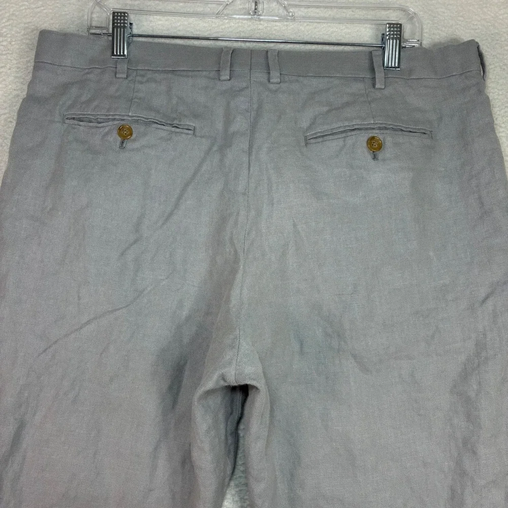 J Crew Ludlow Linen Pants Men 38x30 Gray Irish Preppy Cuff Dress Trouser Somelos